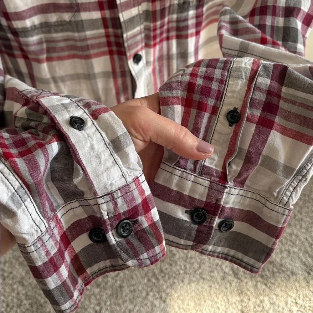 Mossimo Supply Co. Gray and Red Plaid Shirt